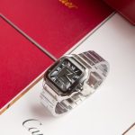 Cartier Santos-Dumont – Men's Stainless Steel Automatic Watch with Black Dial, Roman Numerals, and Integrated Bracelet - 图片 3
