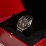 Cartier Santos-Dumont – Men's Stainless Steel Automatic Watch with Black Dial, Roman Numerals, and Integrated Bracelet - 图片 4