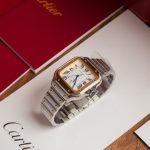 Cartier Santos-Dumont – Men's Two-Tone Stainless Steel & Yellow Gold Automatic Watch with White Dial, Roman Numerals, and Integrated Bracelet - 图片 3