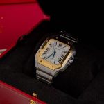 Cartier Santos-Dumont – Men's Two-Tone Stainless Steel & Yellow Gold Automatic Watch with White Dial, Roman Numerals, and Integrated Bracelet - 图片 4