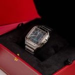 Cartier Santos-Dumont – Men's Stainless Steel Automatic Watch with Blue Sunburst Dial, Roman Numerals, and Integrated Bracelet - 图片 3