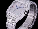 Cartier Santos-Dumont – Men's Fully Diamond-Paved Automatic Watch with Colorful Arabic Numerals and AMG Logo Bracelet - 图片 4