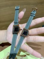 Cartier Santos-Dumont – Women's Mini Two-Tone Watch Set with Red Alligator Strap, Roman Numerals, and Blue Sapphire Crown - 图片 6