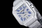 Cartier Santos-Dumont – Men's Fully Diamond-Paved Automatic Watch with Blue Roman Numerals and 18K White Gold Case - 图片 4