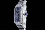 Cartier Santos-Dumont – Men's Fully Diamond-Paved Automatic Watch with Blue Roman Numerals and 18K White Gold Case - 图片 5