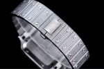 Cartier Santos-Dumont – Men's Fully Diamond-Paved Automatic Watch with Blue Roman Numerals and 18K White Gold Case - 图片 8