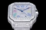 Cartier Santos-Dumont – Men's Fully Diamond-Paved Automatic Watch with Blue Roman Numerals and 18K White Gold Case - 图片 3