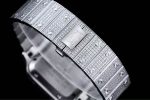 Cartier Santos-Dumont – Men's Fully Diamond-Paved Automatic Watch with Blue Roman Numerals and 18K White Gold Case - 图片 8