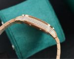 Cartier Santos-Dumont – Women's 18K Rose Gold Fully Diamond-Paved Watch with Purple Arabic Numerals and Blue Sapphire Crown - 图片 8