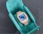 Cartier Santos-Dumont – Women's 18K Rose Gold Fully Diamond-Paved Watch with Purple Arabic Numerals and Blue Sapphire Crown - 图片 4