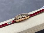 Cartier Baignoire – Women's 18K Rose Gold Oval Watch with Diamond Bezel, Cream Dial, Roman Numerals, and Red Alligator Strap - 图片 5