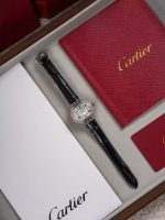 Cartier Tank Must – Women's 18K White Gold Watch with Diamond Bezel, Silver Dial, Roman Numerals, and Black Alligator Strap