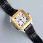 Cartier Santos-Dumont – Men's 18K Rose Gold Chronograph Watch with White Dial, Roman Numerals, and Black Alligator Strap - 图片 3