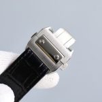 Cartier Santos-Dumont – Men's 18K Rose Gold Chronograph Watch with White Dial, Roman Numerals, and Black Alligator Strap - 图片 9