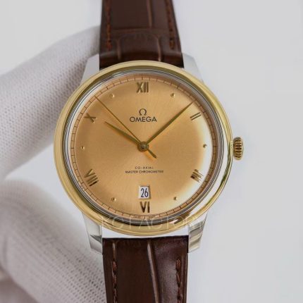 Omega De Ville – Gold-Tone Dial with Roman Numerals and Brown Alligator Leather Strap