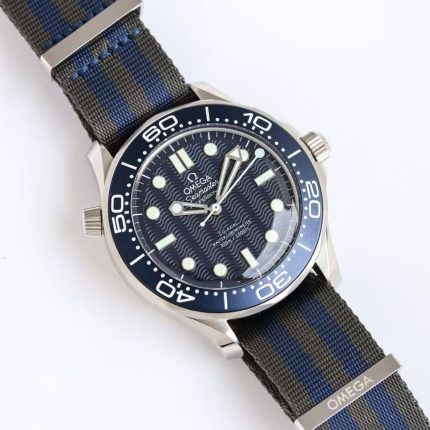 Omega Seamaster Diver 300M – Blue Wave Dial with NATO-Style Fabric Strap