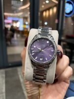 "Omega De Ville – Women's Two-Tone Dial with Diamond Bezel and Stainless Steel Bracelet (Choose from White or Purple)  "