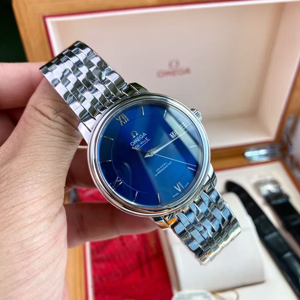 微信图片_20250925160531_4015_76 Omega De Ville – Men's Blue Sunburst Dial with Stainless Steel Bracelet and Roman Numerals - 图片 1