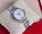 "Omega De Ville – Women's White Mother-of-Pearl Dial with Diamond Accents and Stainless Steel Bracelet  "