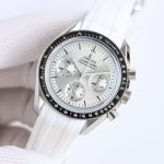 Omega Speedmaster Professional – Men's Silver Dial with Black Tachymeter Bezel and White Rubber Strap - 图片 8