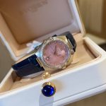 Omega Constellation – Women's Rose Gold Two-Tone Watch with Blue Dial, Diamond Bezel, and Leather Strap - 图片 3
