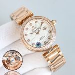 Omega Ladymatic – Women's Rose Gold Watch with Diamond Bezel, Mother-of-Pearl Dial, and Co-Axial Chronometer Movement