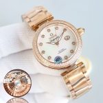 Omega Ladymatic – Women's Rose Gold Watch with Diamond Bezel, Mother-of-Pearl Dial, and Co-Axial Chronometer Movement - 图片 5