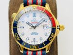 Omega Seamaster Professional – Men's White Dial with Gold Case, Blue & Red Bezel, and NATO-Style Strap, Co-Axial Chronometer - 图片 7