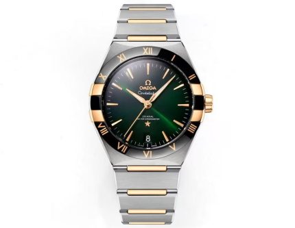 Omega Constellation – Men's Green Sunburst Dial with Two-Tone Stainless Steel & Gold Bracelet, Co-Axial Master Chronometer