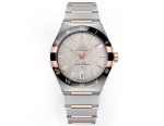 Omega Constellation – Men's Silver Sunburst Dial with Rose Gold Accents and Two-Tone Bracelet, Co-Axial Master Chronometer