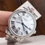 Tissot Classic Automatic Watch – Stainless Steel Bracelet, White Dial with Roman Numerals, Swiss Made
