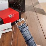 Tissot Classic Watch – Blue Dial with Roman Numerals, Navy Leather Strap, Swiss Made - 图片 5