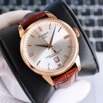 Tissot Chemin des Tourelles Automatic Watch – Black/White/Brown Dial Options, Diamond Accents, Leather Strap - 图片 6