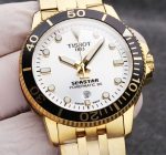 Tissot Seastar Powermatic 80 Automatic Diver Watch – Gold-Tone Case & Bracelet, White Dial with Black Bezel - 图片 3