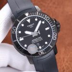 Tissot Seastar Powermatic 80 Diver Watch – All-Black Design, 300m Water Resistance, Rubber Strap