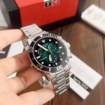 Tissot Seastar Chronograph Diver Watch – Green Dial, Stainless Steel Bracelet, 300m Water Resistance