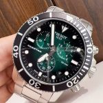 Tissot Seastar Chronograph Diver Watch – Green Dial, Stainless Steel Bracelet, 300m Water Resistance - 图片 3