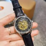 Tissot Skeleton Automatic Watch – Black Leather Strap, Transparent Dial with Visible Movement, Brown & Black Options Available