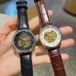 Tissot Skeleton Automatic Watch – Black Leather Strap, Transparent Dial with Visible Movement, Brown & Black Options Available - 图片 6