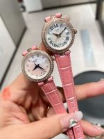Tissot Lady's Watch – Pink Leather Strap, Crystal-Encrusted Bezel, Mother-of-Pearl & White Dial Options - 图片 3