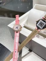 Tissot Lady's Watch – Pink Leather Strap, Crystal-Encrusted Bezel, Mother-of-Pearl & White Dial Options - 图片 6
