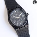 Tissot PRX Powermatic 80 Watch – All-Black Carbon Fiber Texture Case, Rubber Strap, Swiss Made Automatic