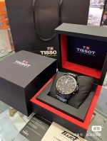 Tissot Chronograph Watch – Black Dial, Tachymeter Bezel, Stainless Steel Bracelet, Original Box & Warranty - 图片 3
