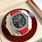 Patek Philippe Aquanaut – Women's Black Dial with Diamond Bezel and Red Rubber Strap, Automatic Movement
