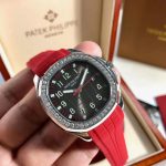 Patek Philippe Aquanaut – Women's Black Dial with Diamond Bezel and Red Rubber Strap, Automatic Movement - 图片 4