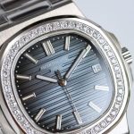 Patek Philippe Nautilus – Women's Black Sunburst Dial with Diamond Bezel and Stainless Steel Bracelet, Automatic Movement - 图片 4