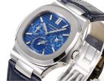 Patek Philippe Nautilus – Men's Blue Sunburst Dial with Perpetual Calendar, Stainless Steel Case and Blue Alligator Strap - 图片 4