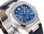 Patek Philippe Nautilus – Men's Blue Sunburst Dial with Perpetual Calendar, Stainless Steel Case and Blue Alligator Strap - 图片 7