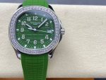 Patek Philippe Aquanaut – Women's Green Dial with Diamond Bezel and Rubber Strap, Automatic Movement