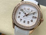 Patek Philippe Aquanaut – Women's White Dial with 18K Rose Gold Case and Diamond Bezel, Rubber Strap